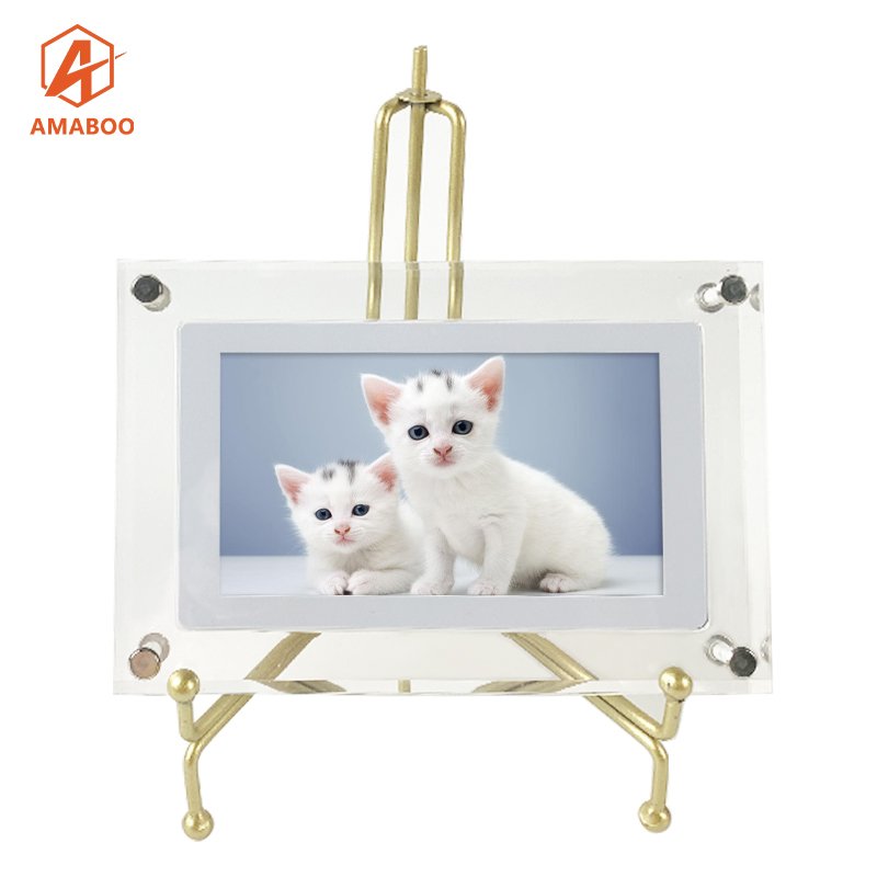 Factory AMABOO Crystal Advertising play Battery Powered Lcd OEM ODM 4.3 7 8 Inch Art Acrylic Digital Photo Picture Frame