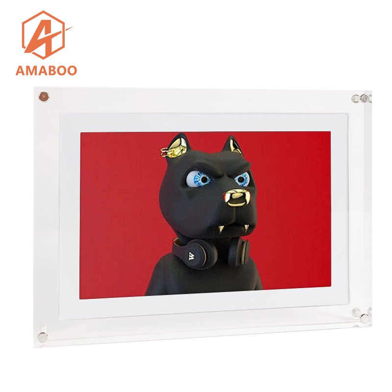 Factory AMABOO Crystal Advertising play Battery Powered Lcd OEM ODM 4.3 7 8 Inch Art Acrylic Digital Photo Picture Frame