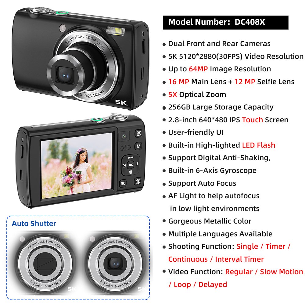 2024 wholesale 5K 2.8inch IPS Screen Optical Zoom 5X video dslr vlog cameras for photography professional digital cameras