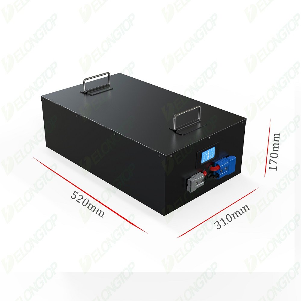 48V 100Ah Deep cycle lifepo4 battery with smart active balancing 200A BMS for Golf carts AGV, forklift