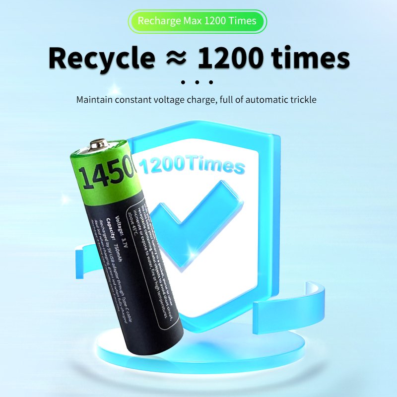 Factory Price Wholesale 14500 Rechargeable USB 2405mWh Lithium Ion Batteries 3.7V High Rate Discharge With Type C Port