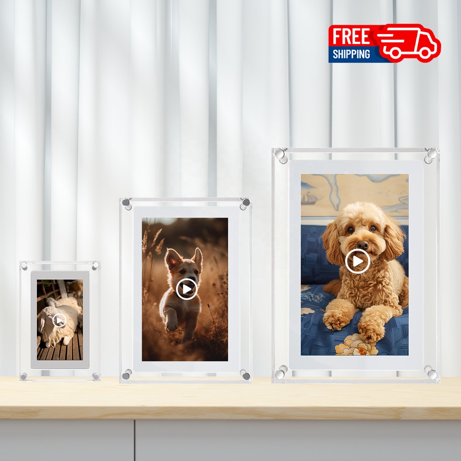 2024 New 5 7 10.1 Inch IPS screen, Build in Memory and Battery, Acrylic Digital Photo Picture Frame