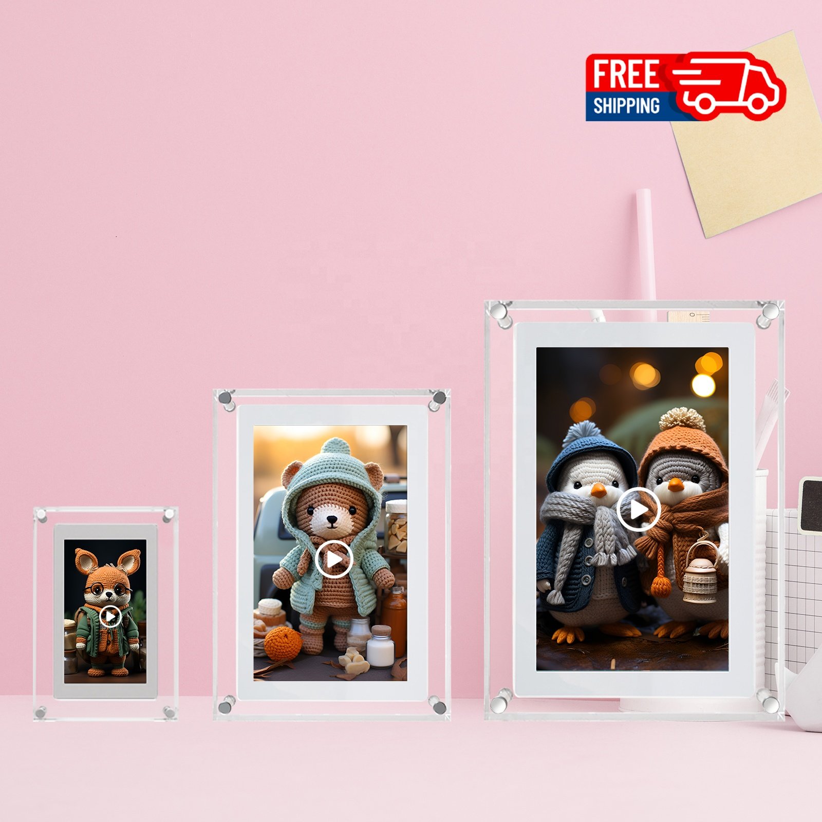 2024 New 5 7 10.1 Inch IPS screen, Build in Memory and Battery, Acrylic Digital Photo Picture Frame