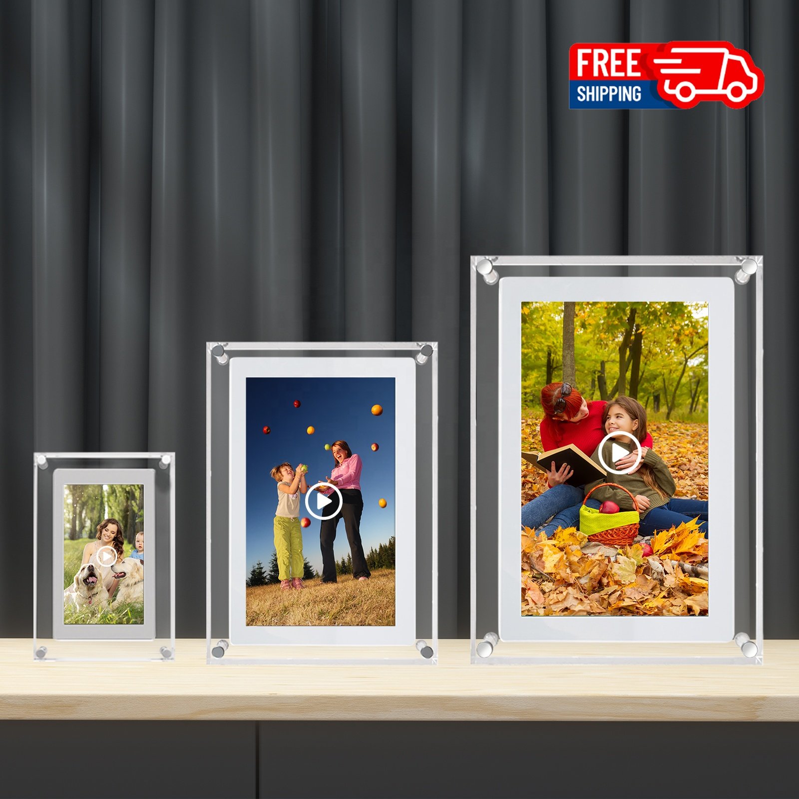 2024 New 5 7 10.1 Inch IPS screen, Build in Memory and Battery, Acrylic Digital Photo Picture Frame