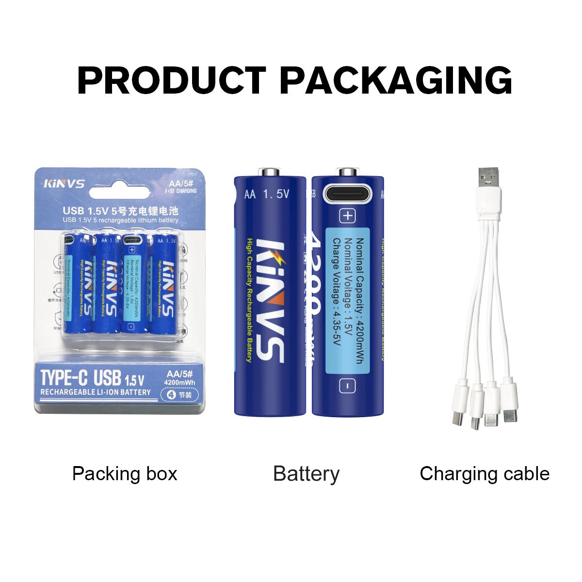USB Type-C 1.5V AA rechargeable lithium-ion battery 4200mwh electronic weight. Toys. Game controllers. For Mouse