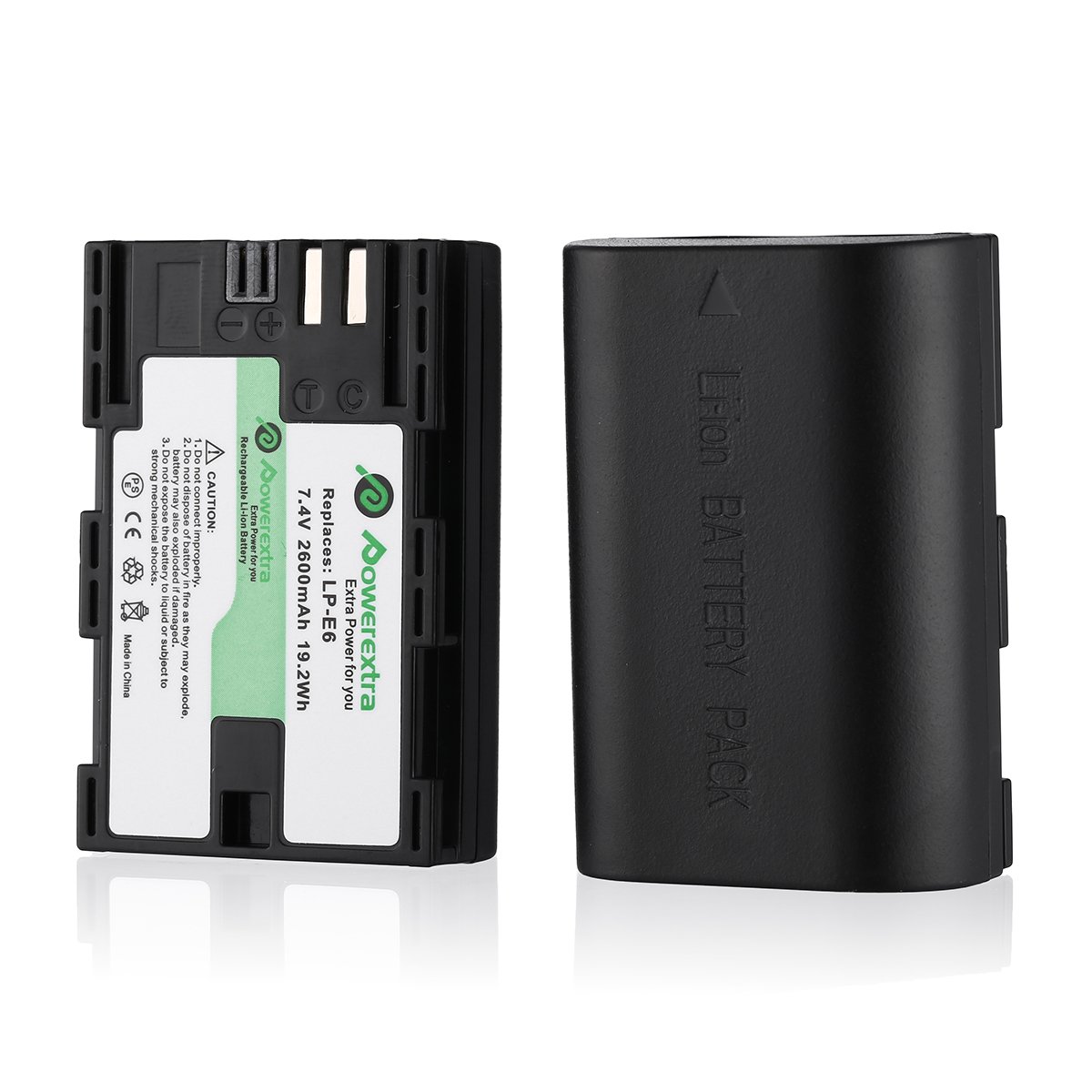 Powerextra 2600mAh 7.4v Replacement LP-E6 Digital Camera Lithium ion Rechargeable Batteries Pack For Canon