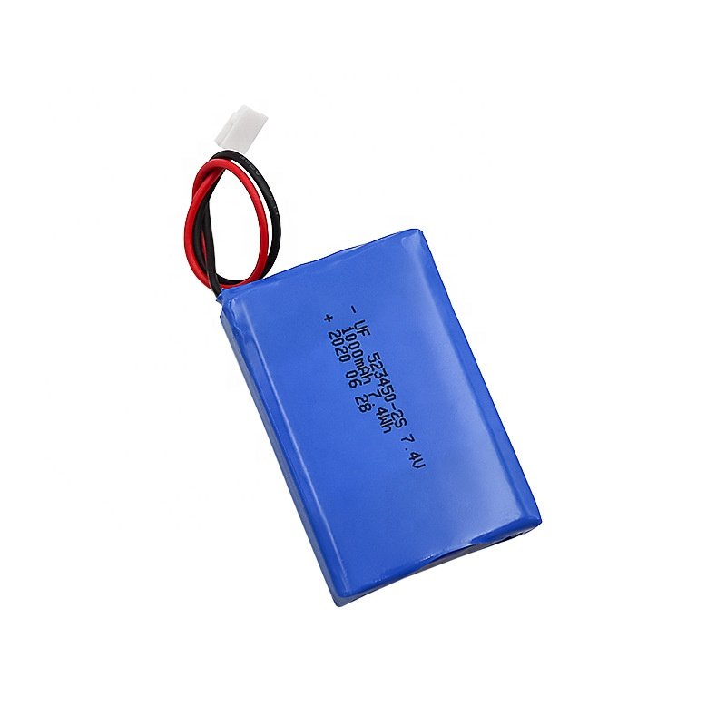 523450 7.4V 1000mAh 2S1P lipo polymer battery with pcb and connector
