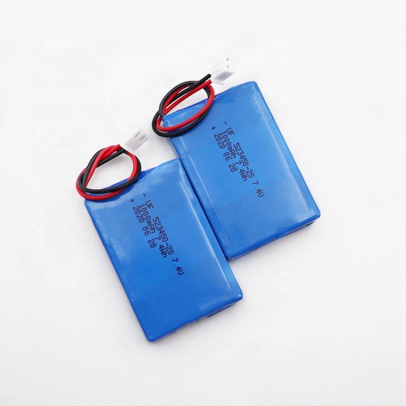 523450 7.4V 1000mAh 2S1P lipo polymer battery with pcb and connector