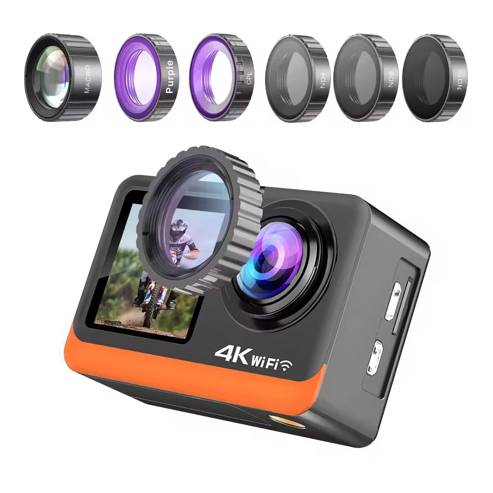 Ausek 4k 10 Black Action Camera 4K Hd Video Professional Rear View Camera For Bicycle cameras with action sports stabilizer