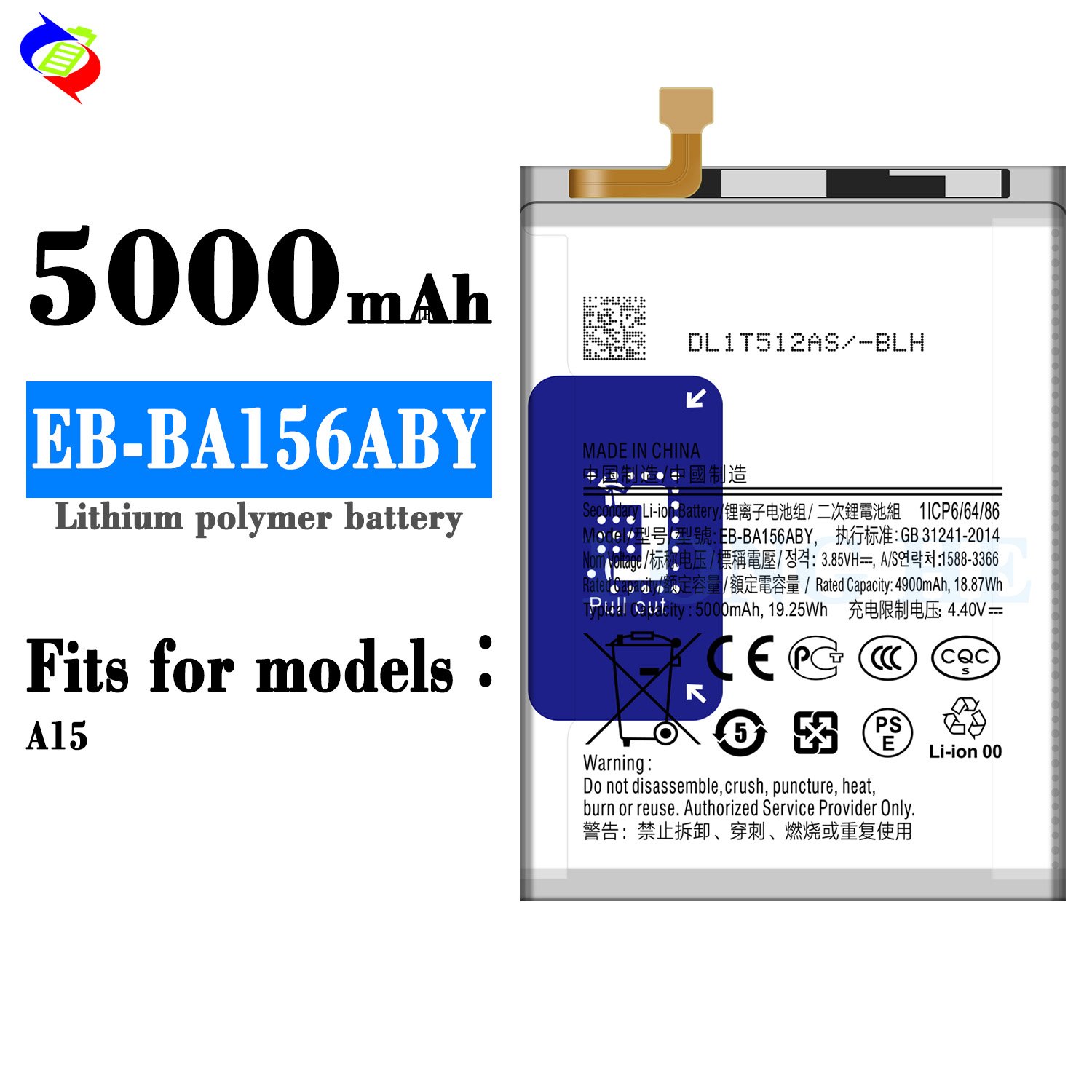 Suitable For Samsung Galaxy A15 4G A15 5G battery EB-BA156ABY large capacity 5000mAh mobile phone battery replacement