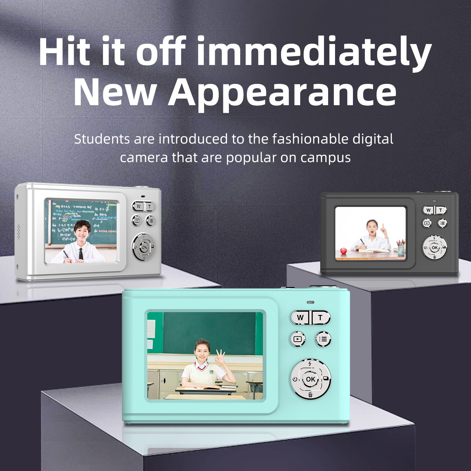 4K Digital Camera 2.4inch Screen Mini Retro Travel Camara 48MP 1080P HD 16x Digital Zoom Children Camera Students Birthday Gifts