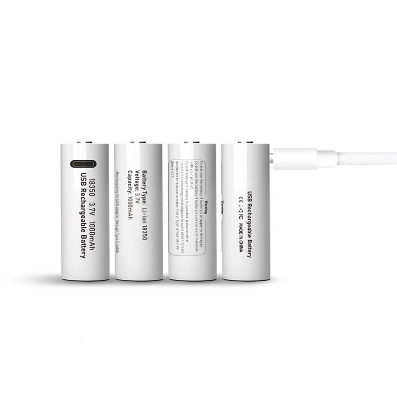 Hot Product Factory Price 1000mAh 18350 3.7V Lithium Ion Usb Type-C Rechargeable Battery for Home
