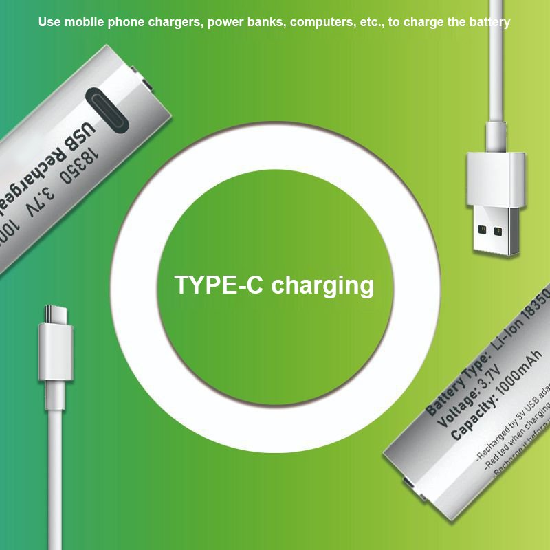 Hot Product Factory Price 1000mAh 18350 3.7V Lithium Ion Usb Type-C Rechargeable Battery for Home
