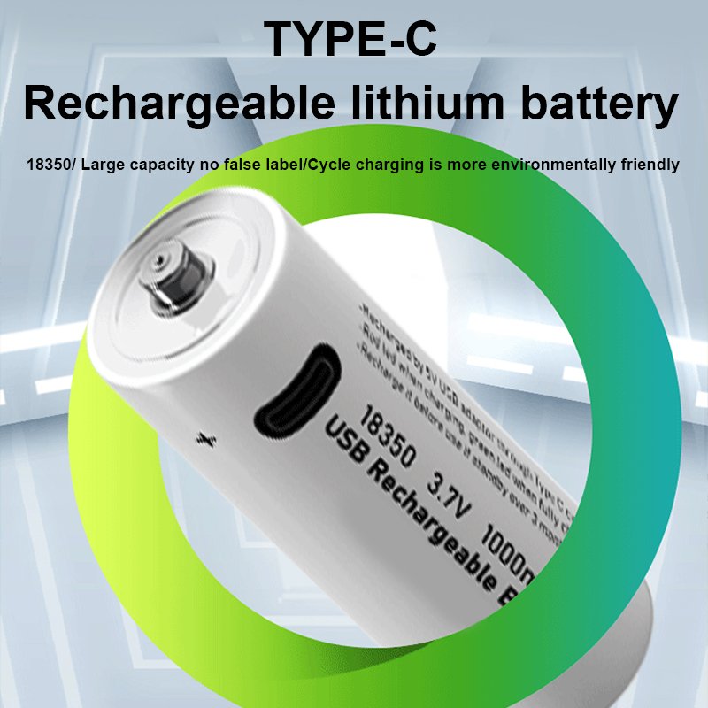 Hot Product Factory Price 1000mAh 18350 3.7V Lithium Ion Usb Type-C Rechargeable Battery for Home