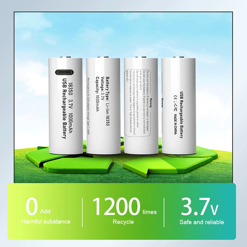 Hot Product Factory Price 1000mAh 18350 3.7V Lithium Ion Usb Type-C Rechargeable Battery for Home