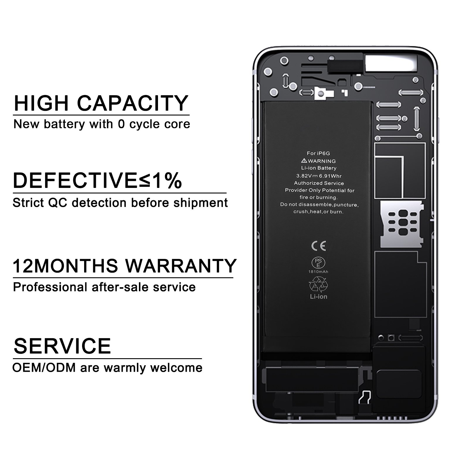 Lithium Digital Mobile Batteries Battery for Apple iPhone 4 4S 5 5C 5S SE 6 6P 6S 6SP 7 7P