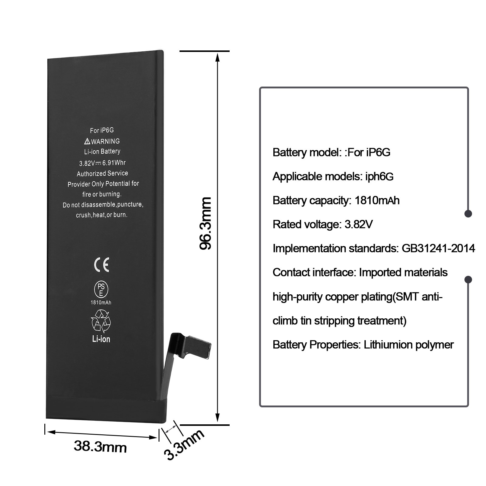 Lithium Digital Mobile Batteries Battery for Apple iPhone 4 4S 5 5C 5S SE 6 6P 6S 6SP 7 7P