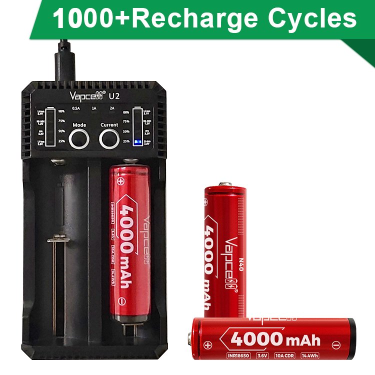 highest capacity Vapcell N40 18650 3.7V 4000mAh 10A with button top and protected high power li-ion battery for flashlight