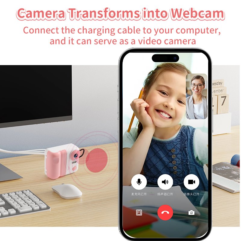JJRC V19 Kids Instant Print Camera 2.4' screen 1080P Video 10X Zoom selfie printable children print camera toy gift with game