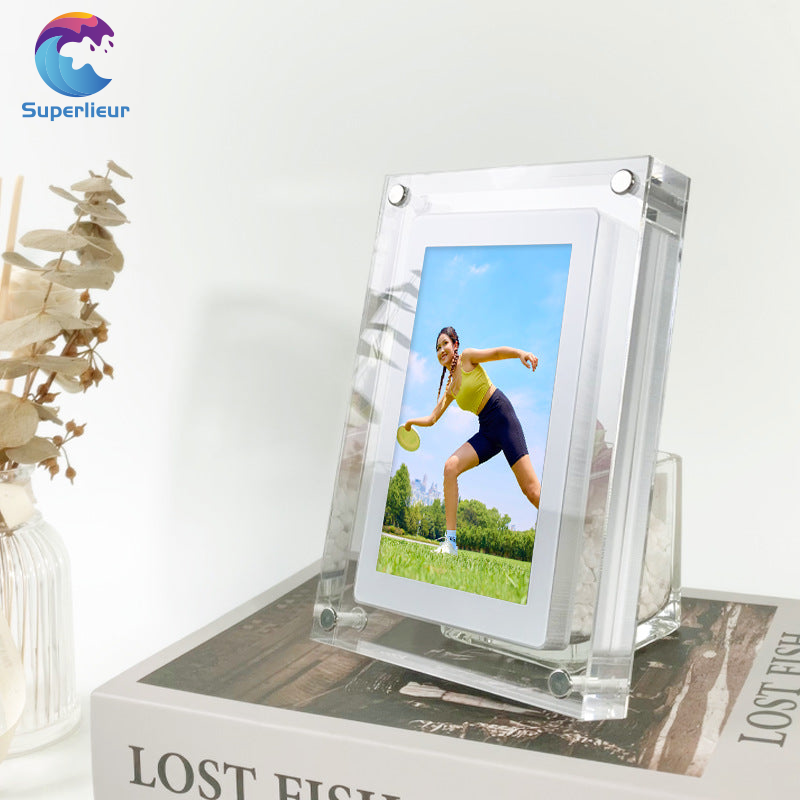 Superlieur Motion 7 Inch Acrylic Digital Photo Frame Video Picture Frame Playere Battery With Frameo
