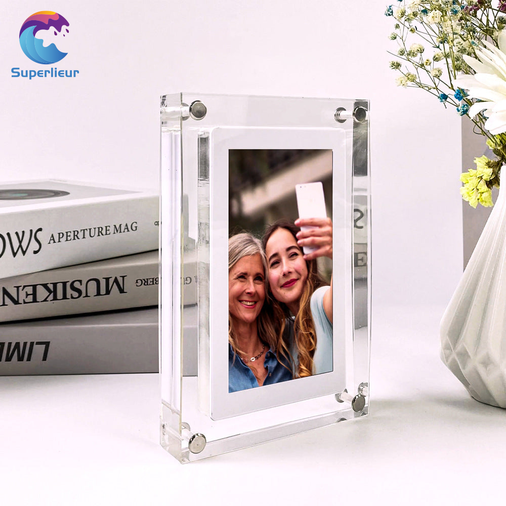 Superlieur Motion 7 Inch Acrylic Digital Photo Frame Video Picture Frame Playere Battery With Frameo