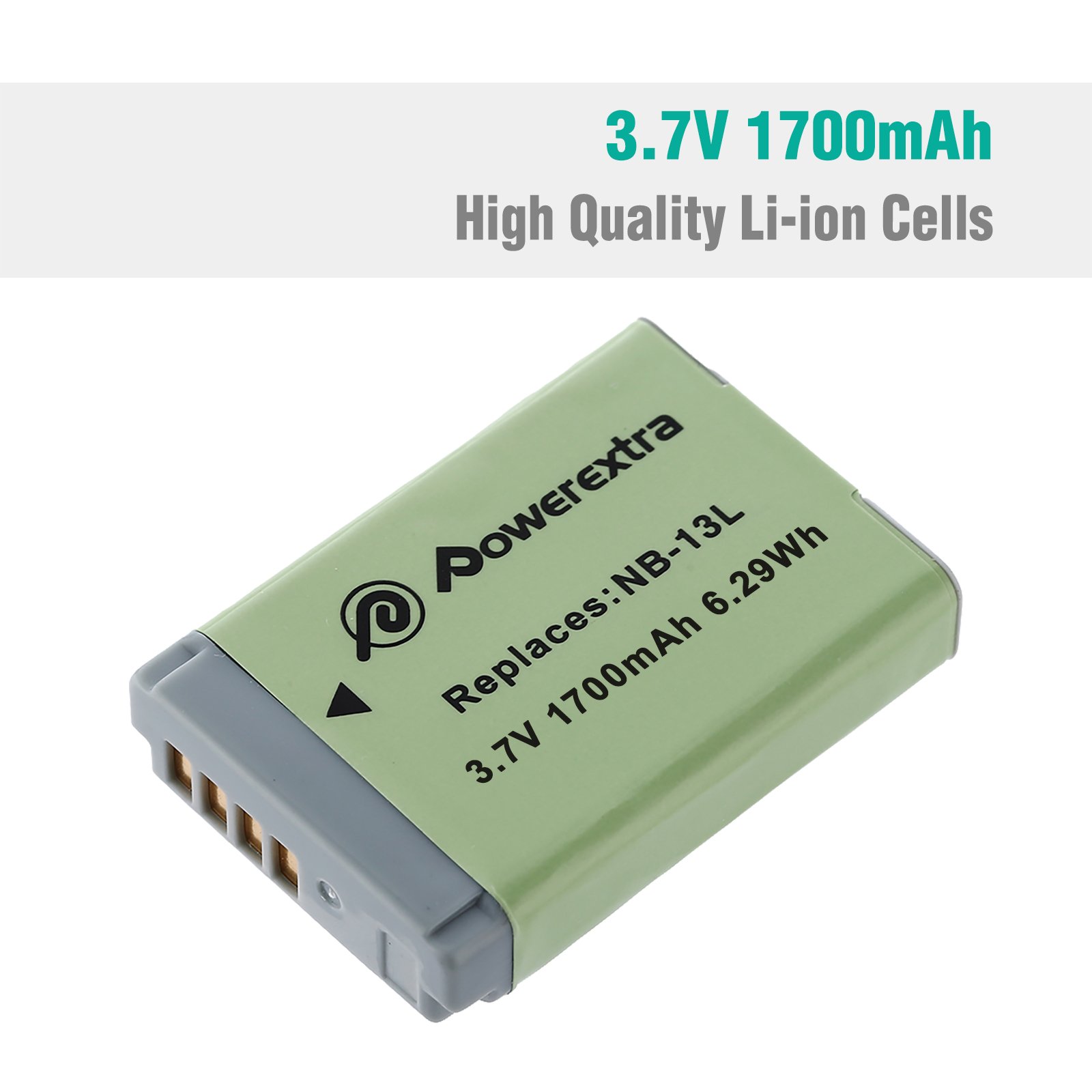 Powerextra Rechargeable 1700mAh 3.7V Li-ion Replacement NB-13L Replacement Lithium Battery For Canon Digital Camera