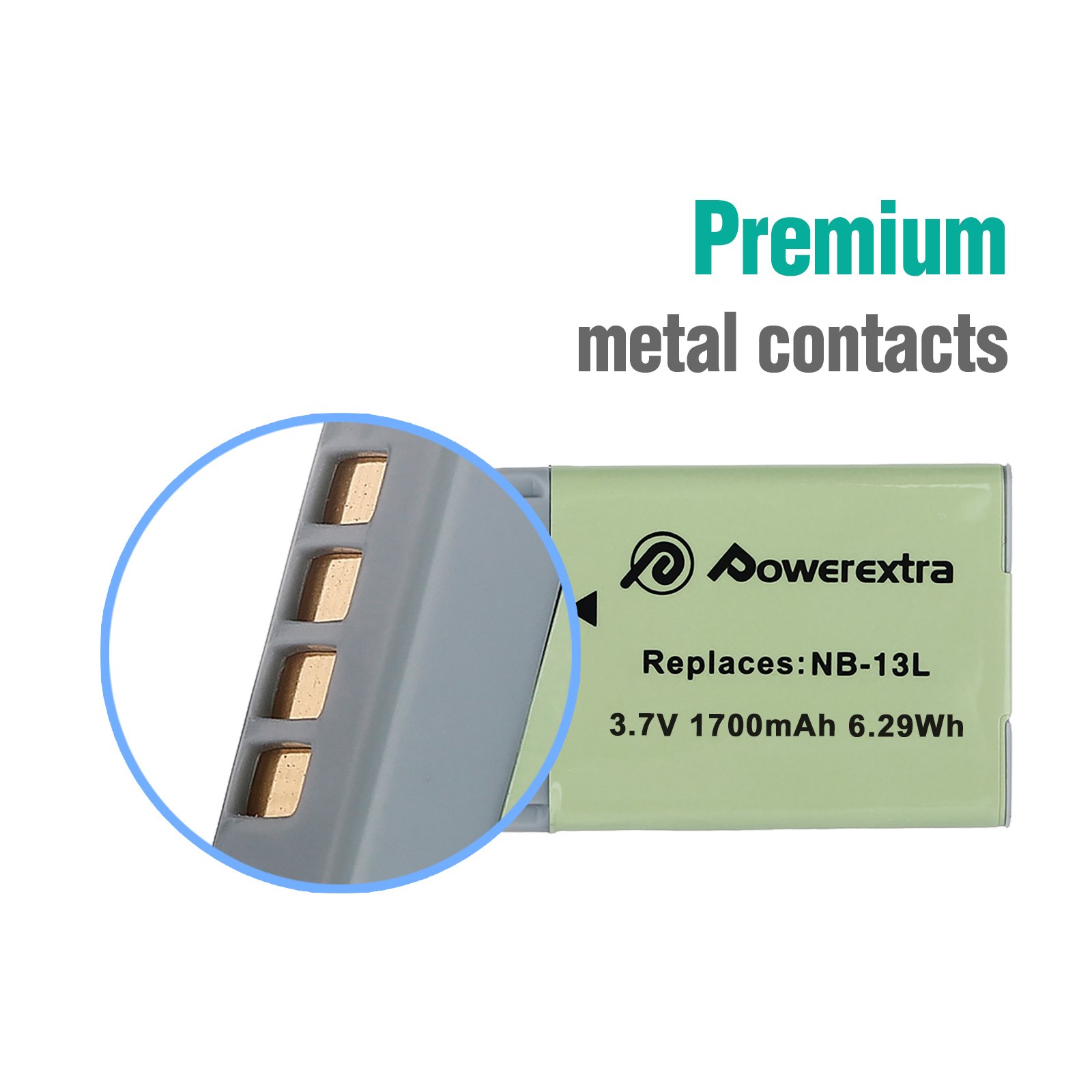 Powerextra Rechargeable 1700mAh 3.7V Li-ion Replacement NB-13L Replacement Lithium Battery For Canon Digital Camera