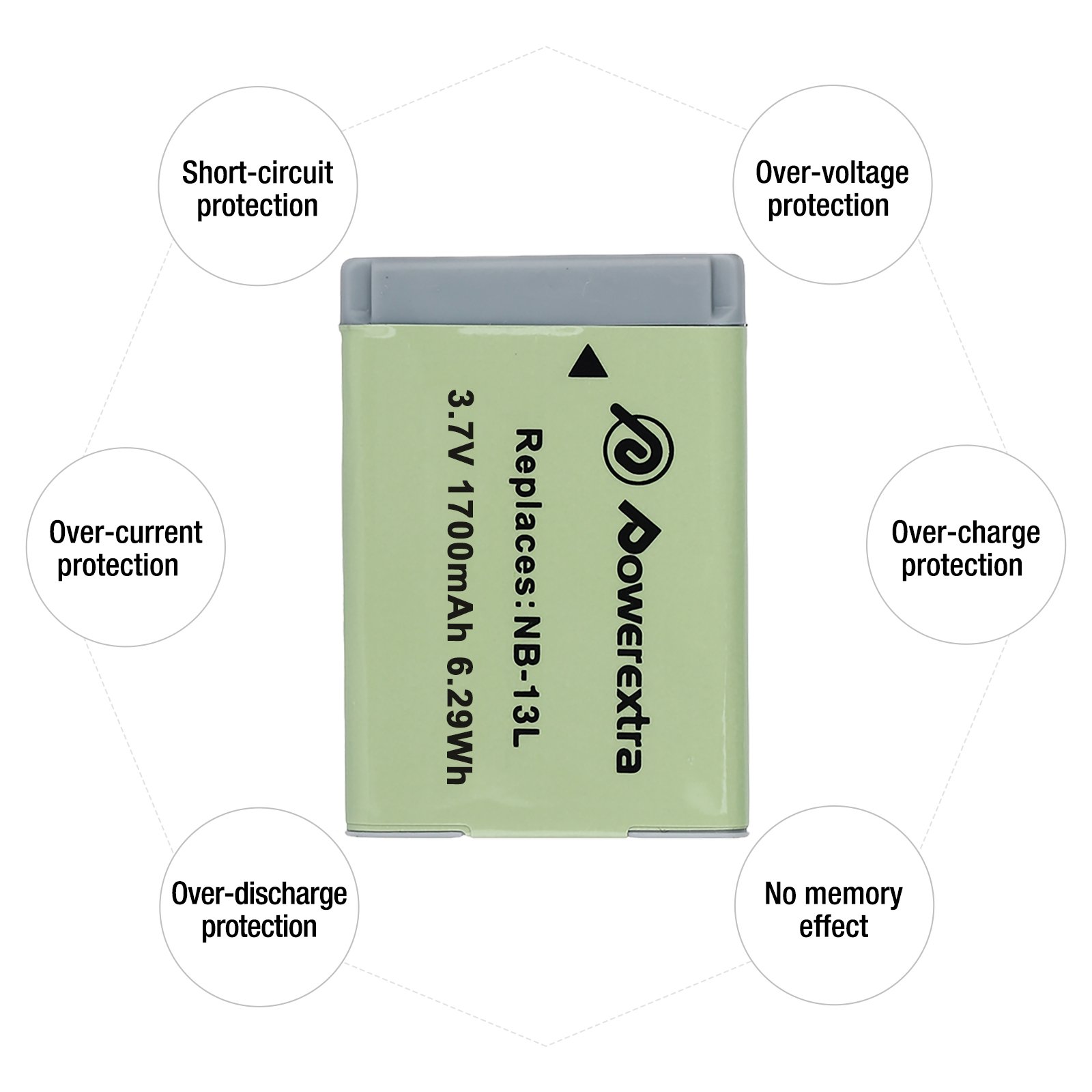 Powerextra Rechargeable 1700mAh 3.7V Li-ion Replacement NB-13L Replacement Lithium Battery For Canon Digital Camera