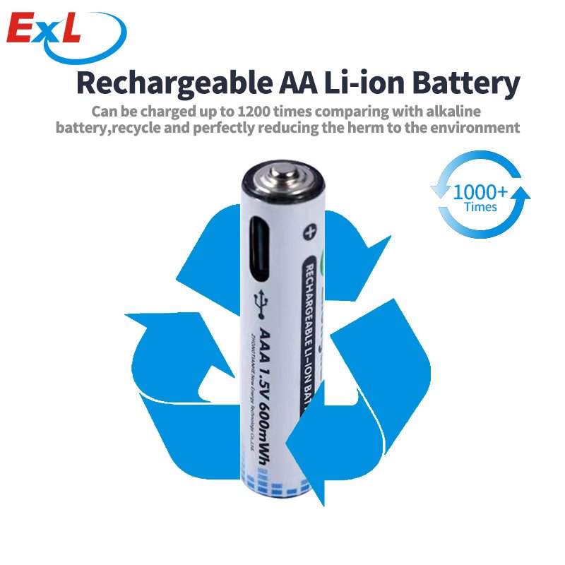 High Capacity USB Rechargeable Li-ion Battery 1100mWh AAA Lithium Batteries