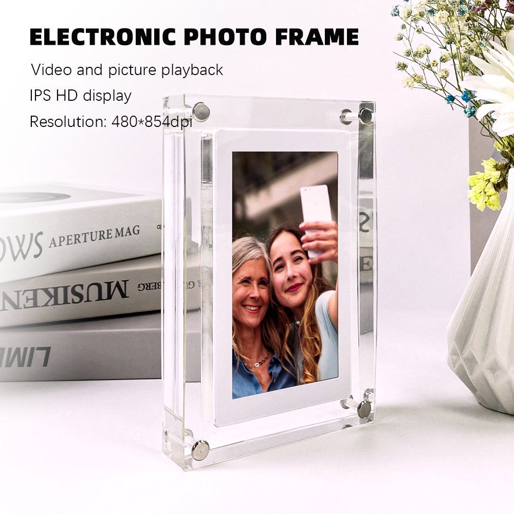 Digital Picture Frame Acrylic Video Player Digital Photo Frame Vertical Display With 1GB And Battery Type C Video Frame Gift For