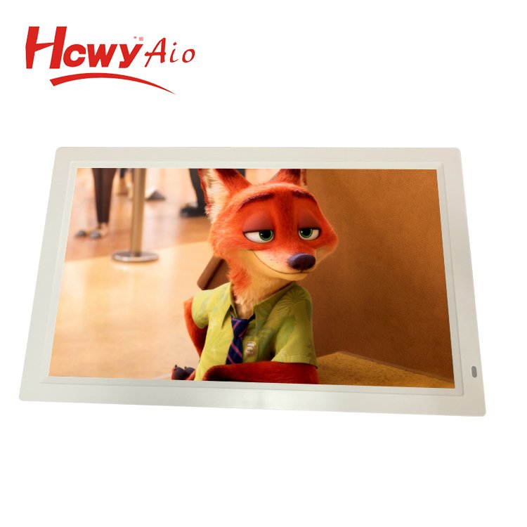 Plastic Shell White Color LCD Advertising Display Player 27'' 1080 IPS Digital Photo Frame Memory Memory and Battery Optional