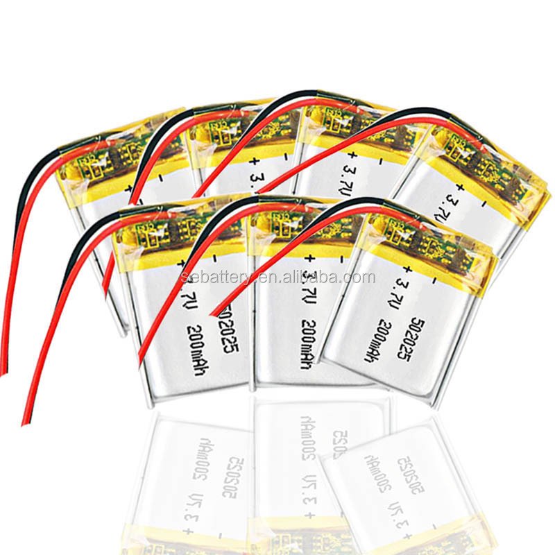SUNEASE Wholesale Lipo Battery 502025 5*20*25mm 200mAh With PCM From Factory 3.7v 200mah 0.74wh
