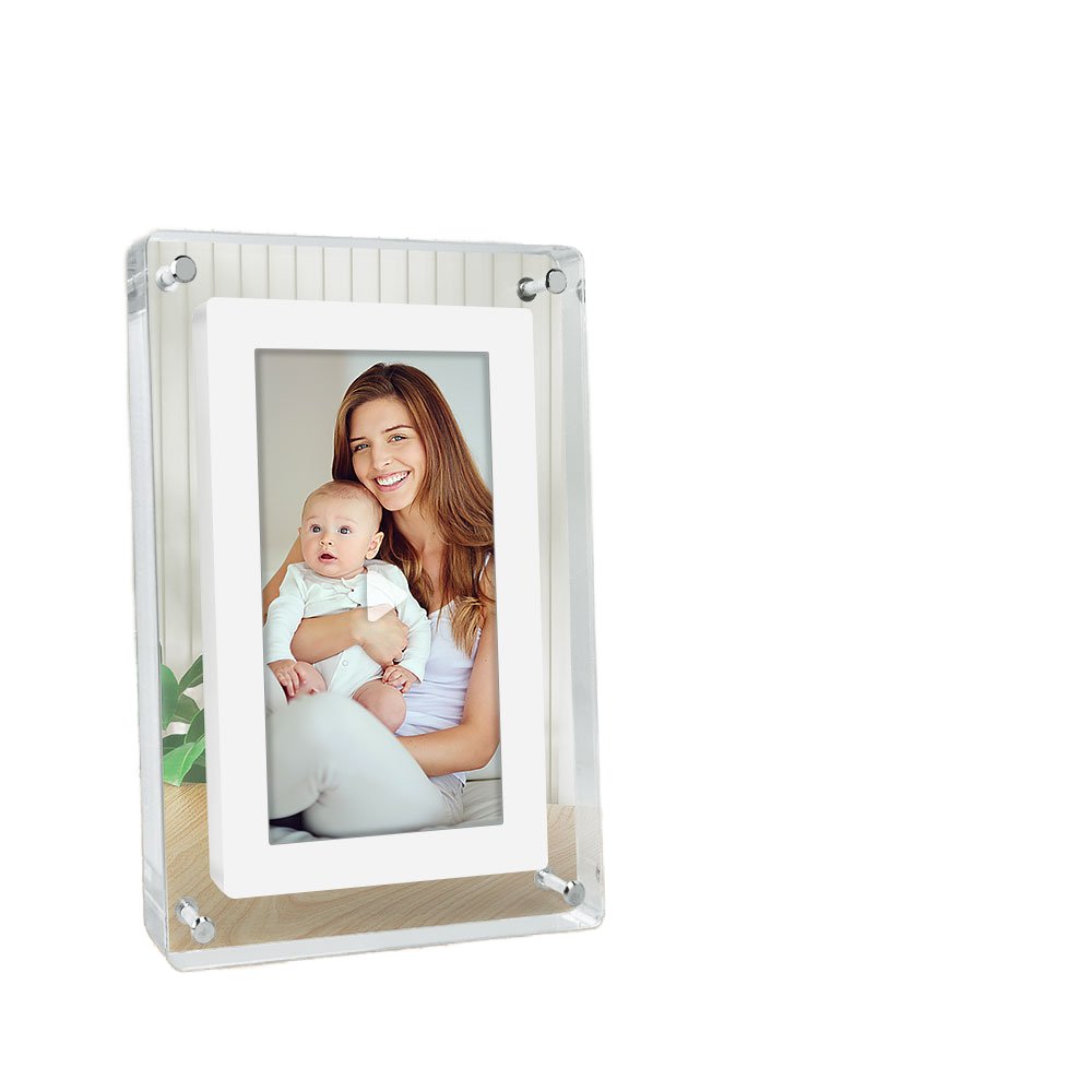 7-Inch Transparent Acrylic Digital Photo Frame IPS Screen Video Playback Function Supports MP4 AVI Formats Audio MP3 US Plug