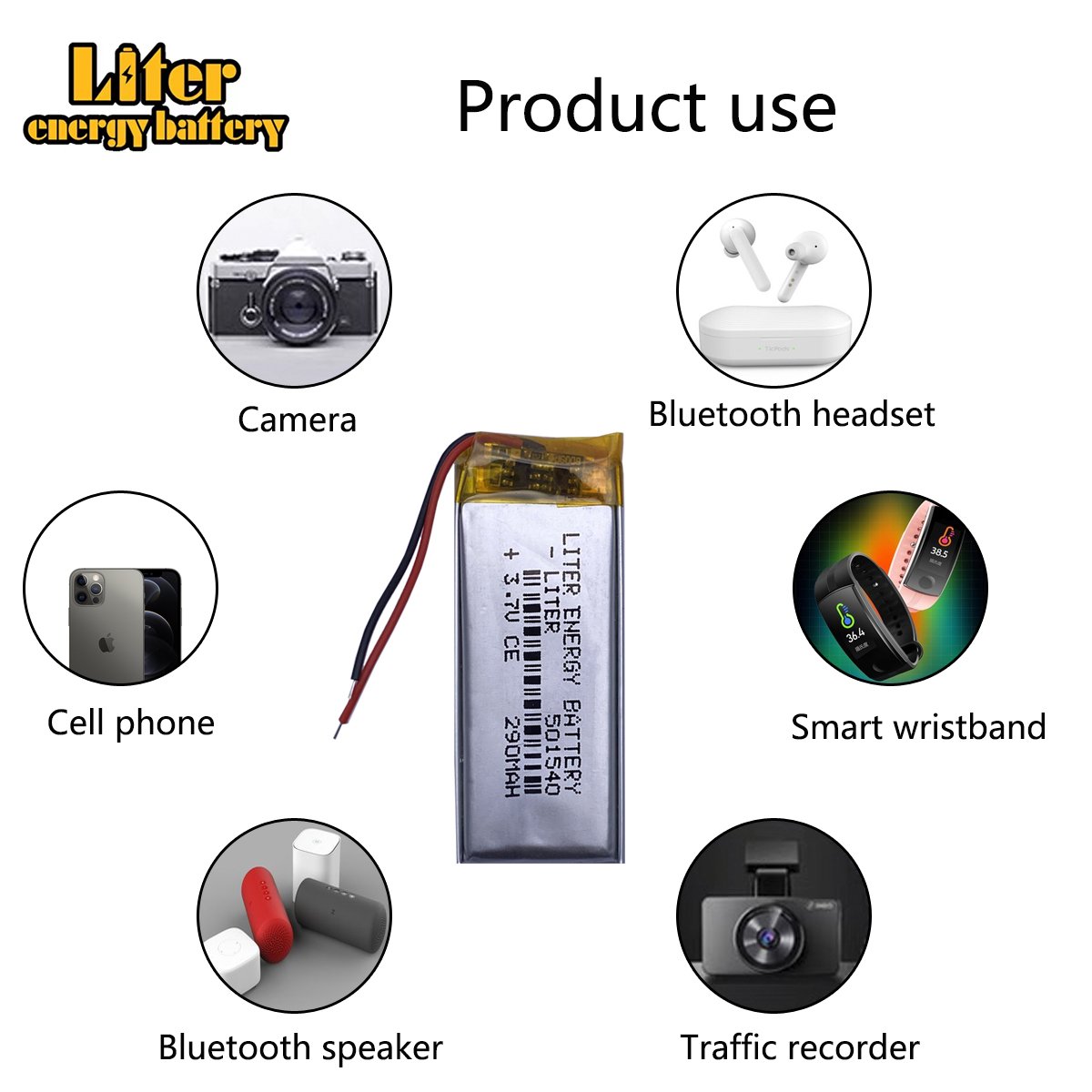501540 3.7v 290mah Lithium Polymer rechargeable battery for MP4 Cell Phone Speaker navigation