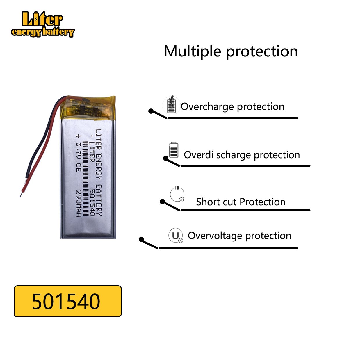 501540 3.7v 290mah Lithium Polymer rechargeable battery for MP4 Cell Phone Speaker navigation