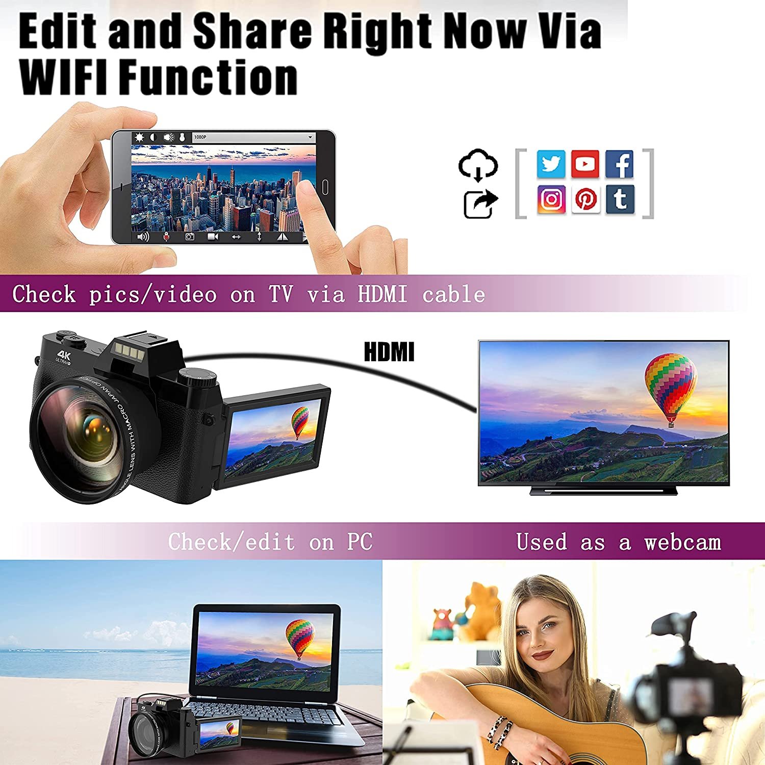 New Coming 4K Digital Camera for Photography and Video Autofocus Anti-Shake 48MP Vlogging Camera Travel Compact Camera