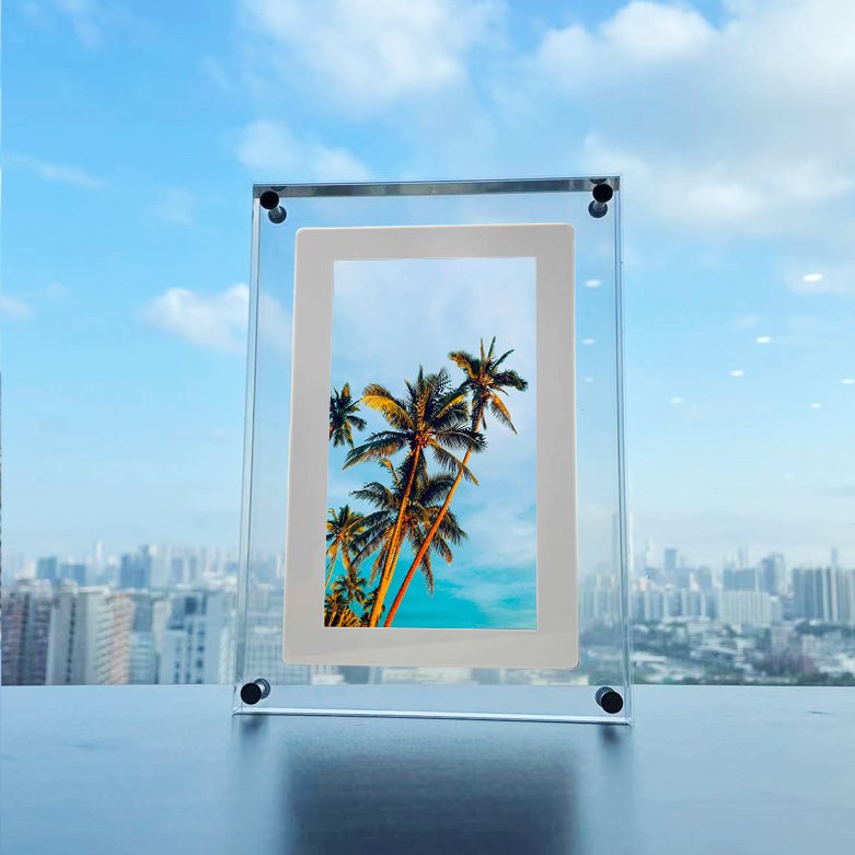 7 inch video photo display art nft acrylic digital photo picture frame with battery