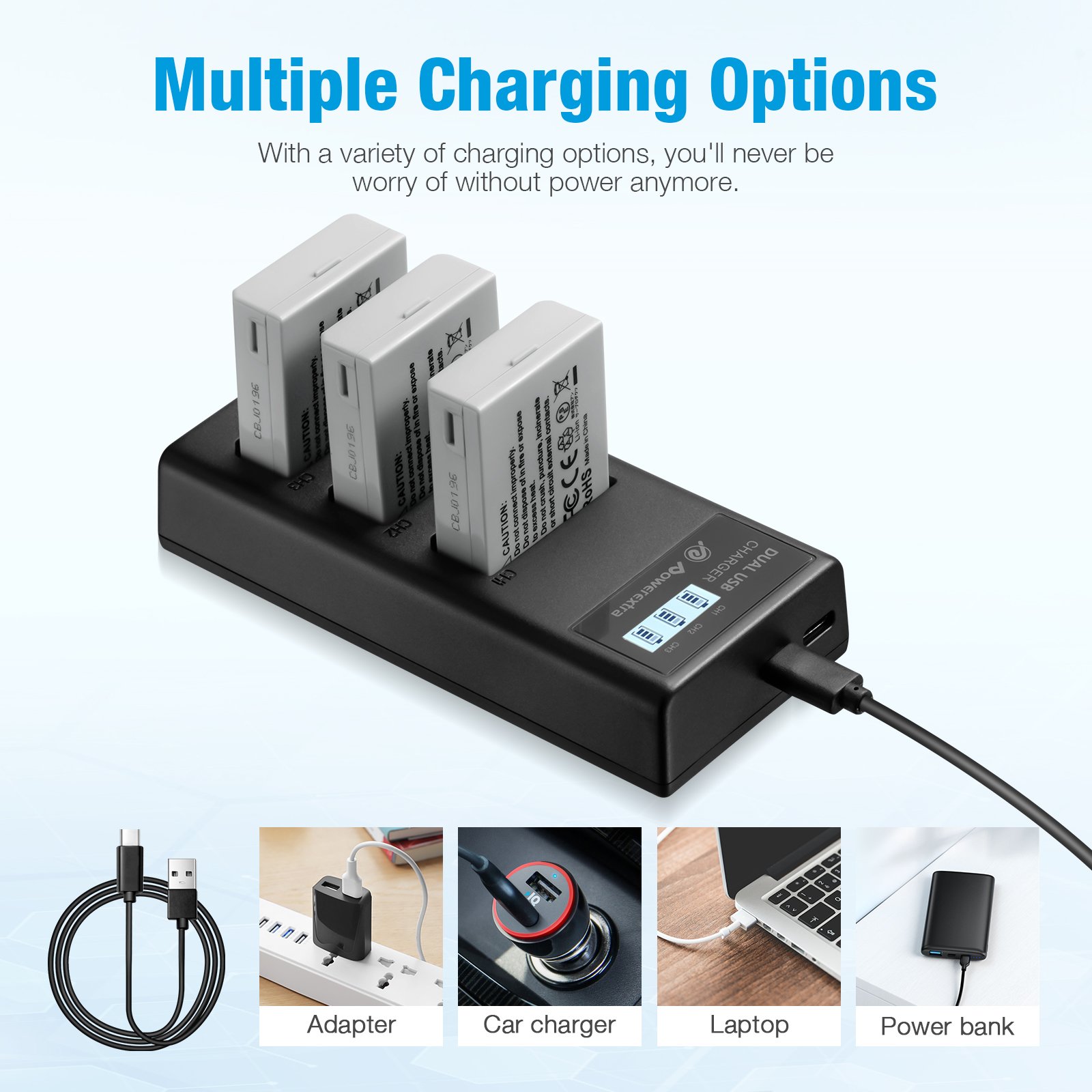 3 Channel Dual Input Replacement Rechargeable 1800mAh 7.4v Li ion Camera LP-E5 Batteries Pack Charger