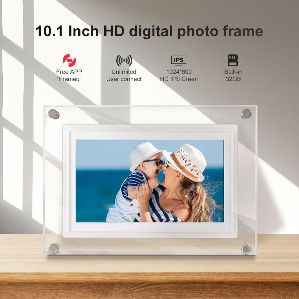 Customize Color 7 Inch Advertising Player Art Acrylic Digital Photo Picture Frame With Battery Moving Picture Frame
