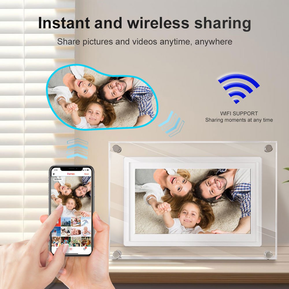 Customize Color 7 Inch Advertising Player Art Acrylic Digital Photo Picture Frame With Battery Moving Picture Frame