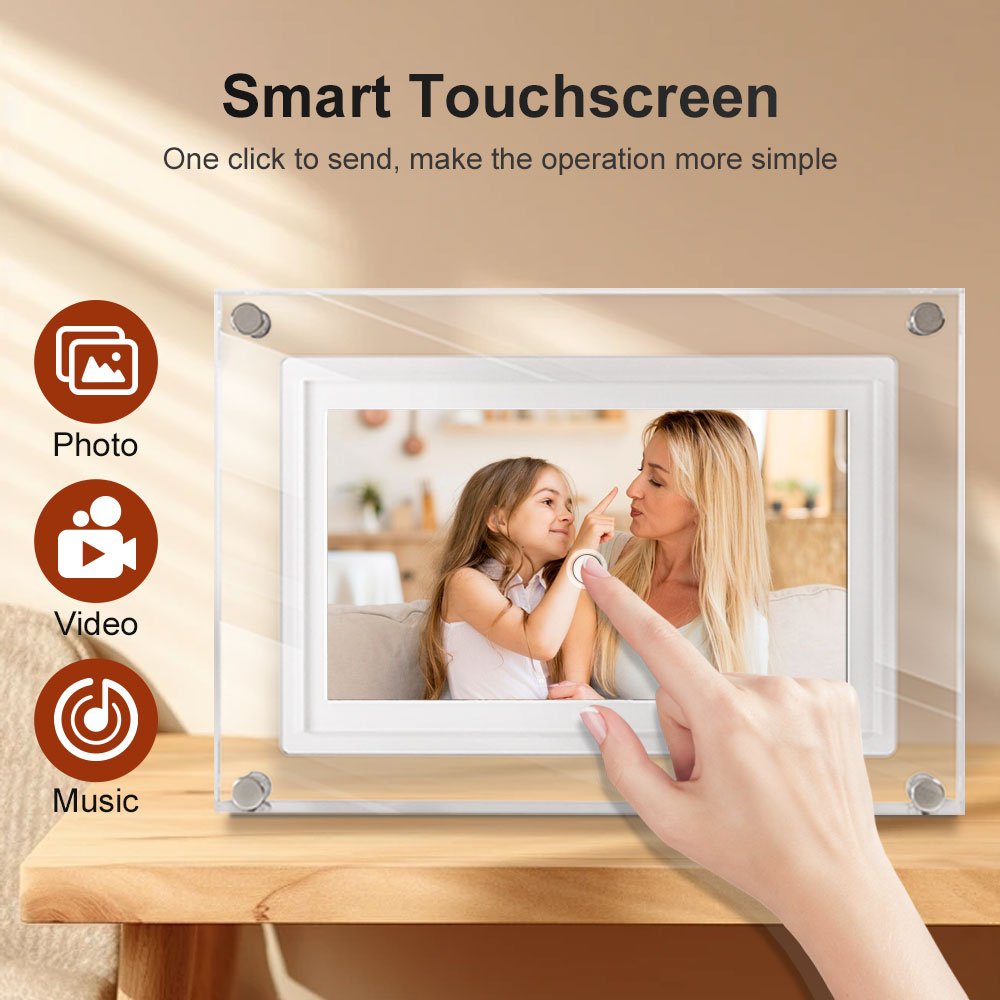Customize Color 7 Inch Advertising Player Art Acrylic Digital Photo Picture Frame With Battery Moving Picture Frame
