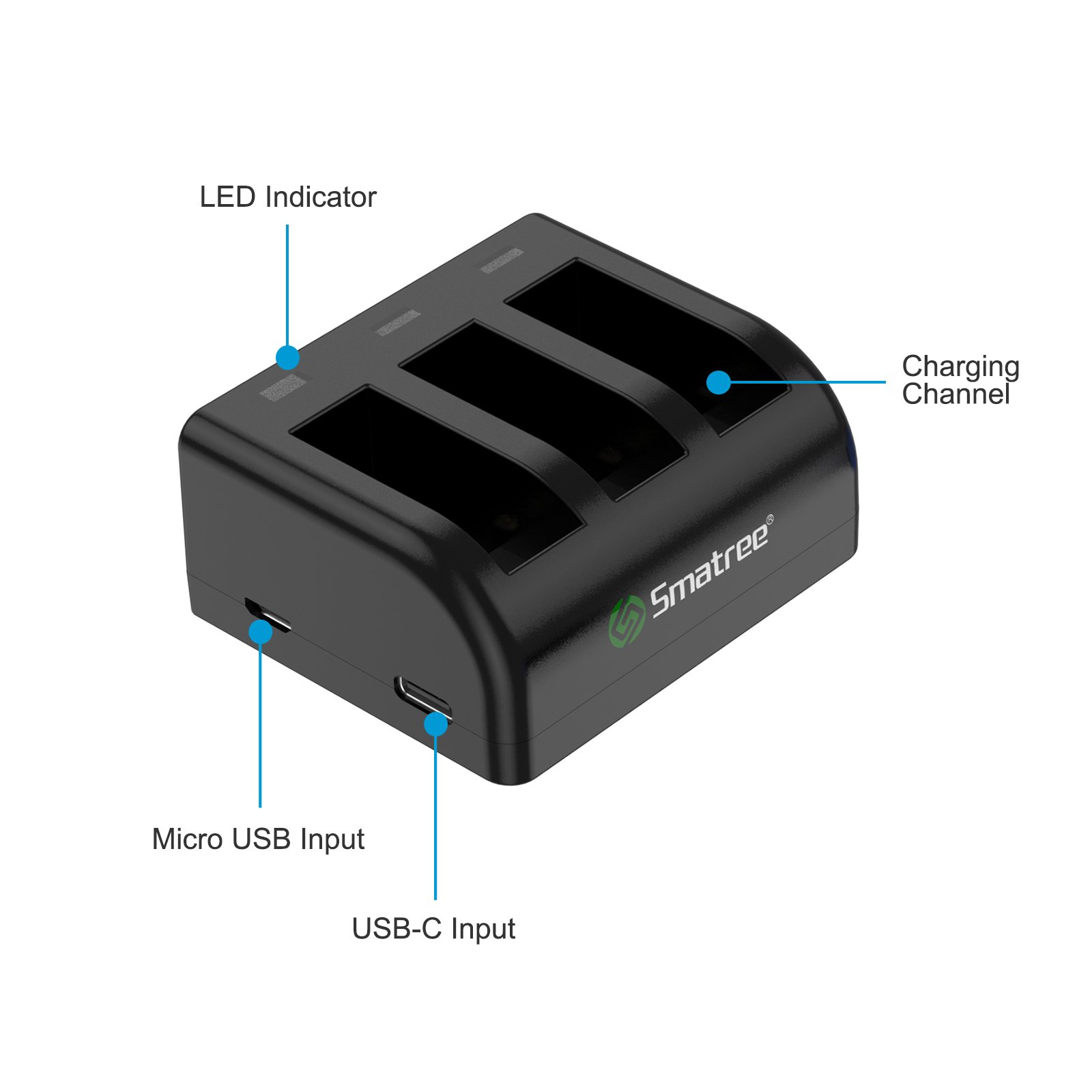 Go pro hero 9 high quality 3 channel digital camera charger kit batteries for Go pro hero 9