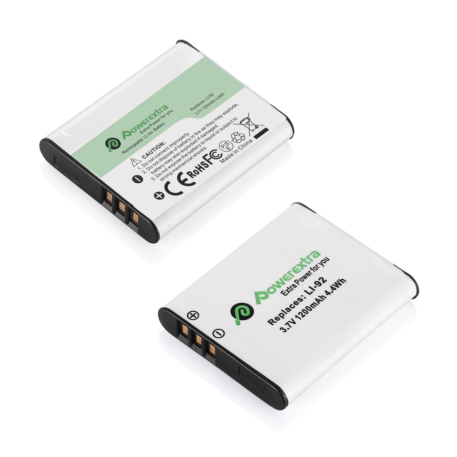 Powerextra 3.7v 1200mAh Camera Rechargeable LI92 Lithium Replacement Batteries Pack For Olympus LI-50B Pentax D-LI92
