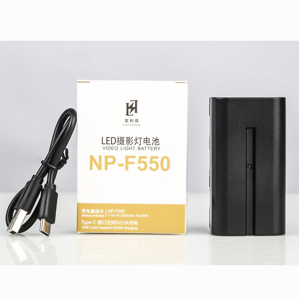2200mAh 4400mAh 6600mAh NP-F550 NP-F750 NP-F970 Type-C USB Output Battery with Digital Power Indicator for LED Video Light