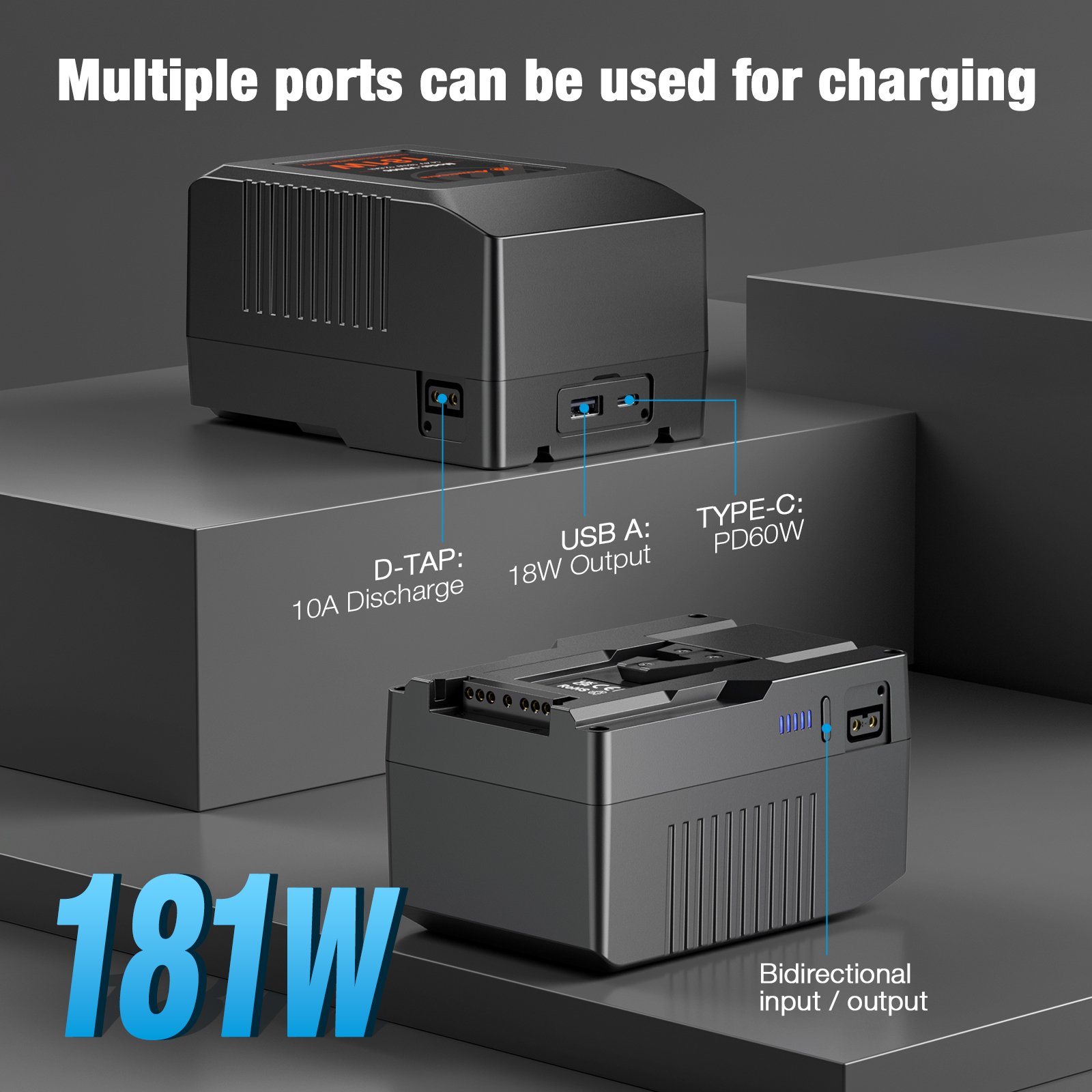Powerextra V Mount V Lock 14.4v 181w Portable USB Replacement Rechargeable Digital Lithium Camera Battery For Canon