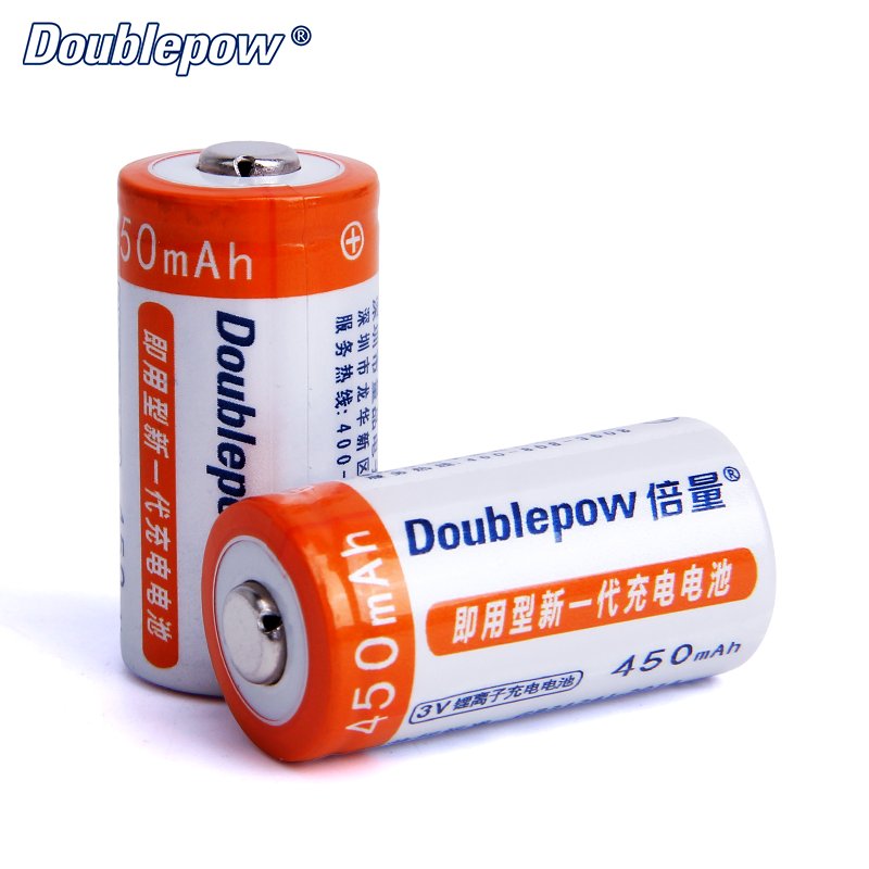 Doublepow CR123A 450mAh 3V Rechargeable Li-Ion Battery