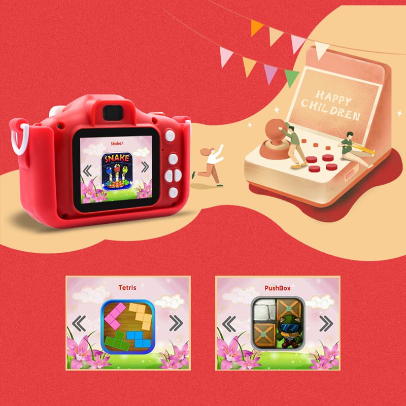 Mini Dual Lens Kids Boys Girls 1080P Christmas Children Gift Camera 8MP HD Mini Camera Rechargeable Game Cameras