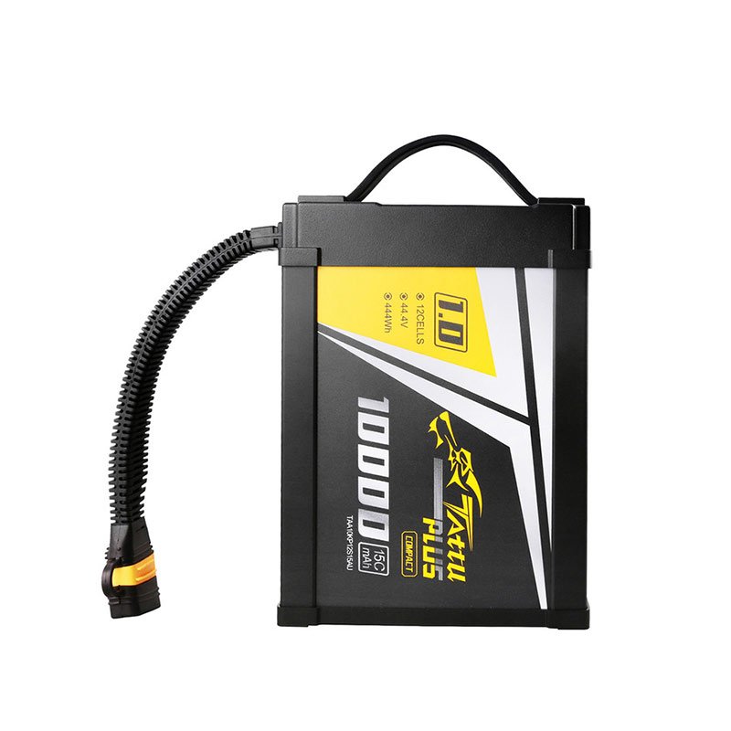 Tattu Plus 1.0 Compact 10000mAh 44.4V 15C 12S1P Digital Lipo Smart Battery Pack with AS150UPlug