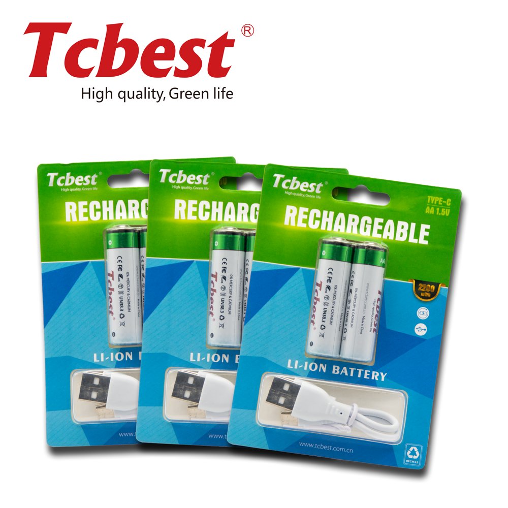 Smart Battery Wholesale USB Type C Rechargeable AA Battery lithium ion batteries with Blister Card