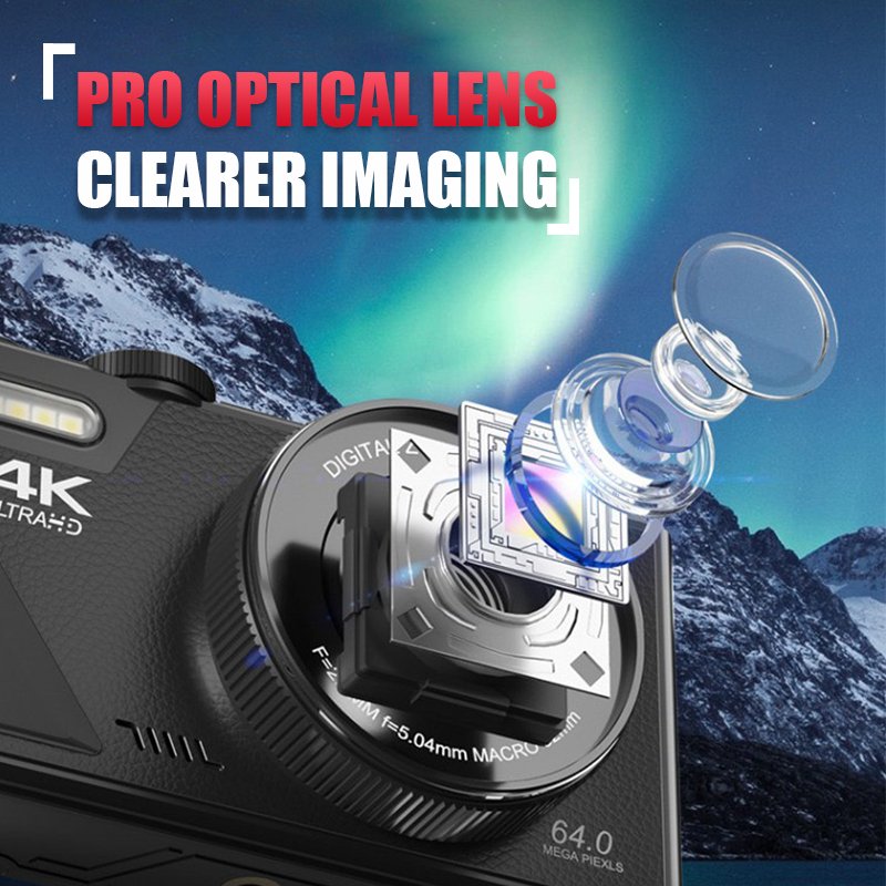 Kids Camera 18X Zoom 64MP 4K Digital Camera for Photography Small Point and Shoot Compact Camera